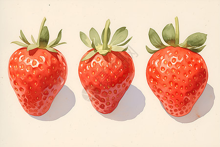 三颗水彩草莓图片