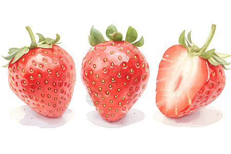 三个水彩草莓图片