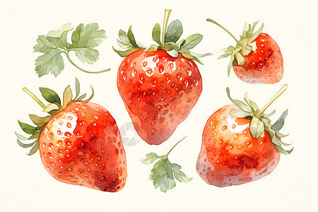 水彩草莓插画图片