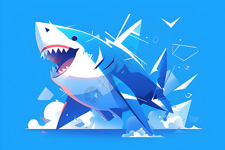 鲨鱼的简约插画图片