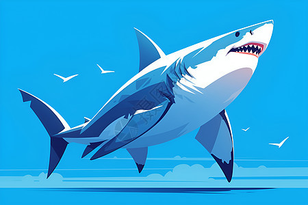 微笑的鲨鱼插画图片