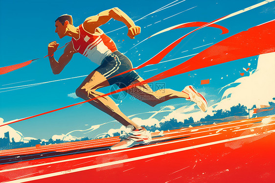 奥运运动员在跑道上奔跑图片