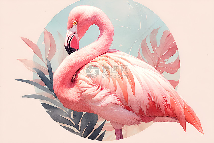 可爱的粉红火烈鸟图片