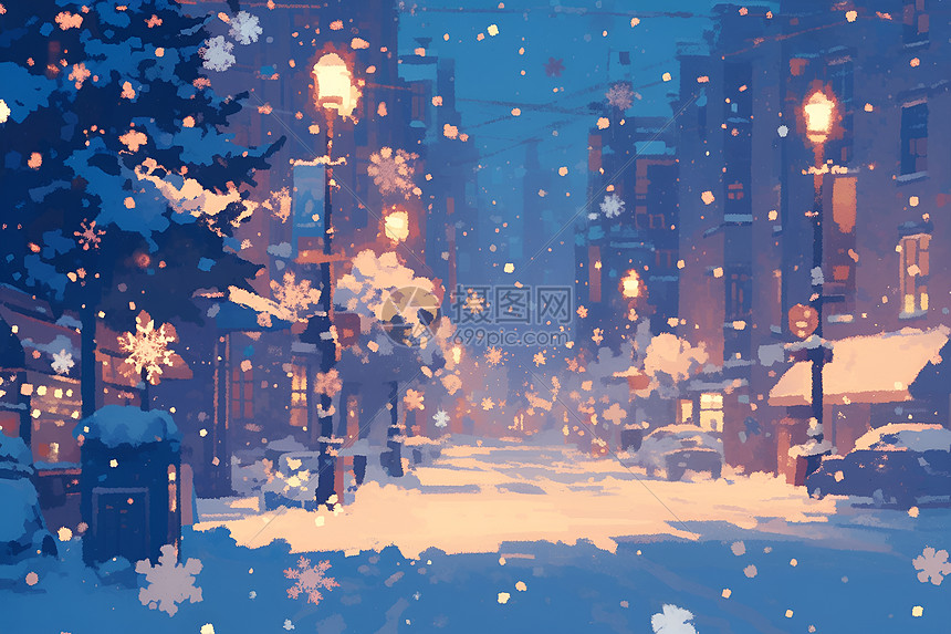 冬日的城市街景图片
