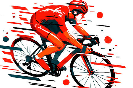 红黑线条勾勒下的自行车插画图片