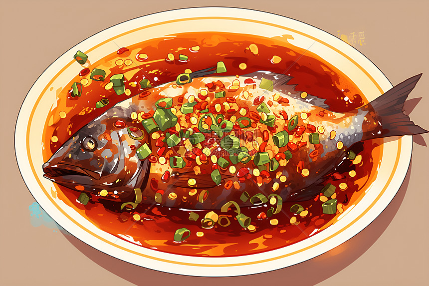 辣椒蒸鱼美食图片