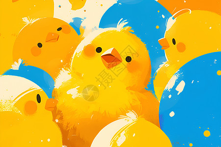 黄色小鸡可爱插画图片