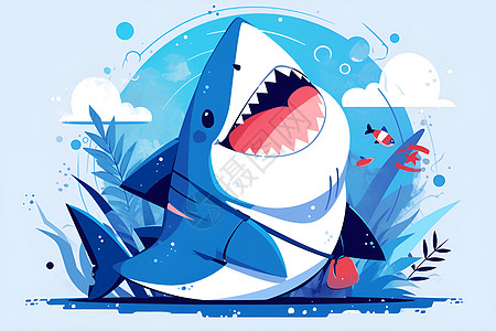 快乐的卡通鲨鱼图片