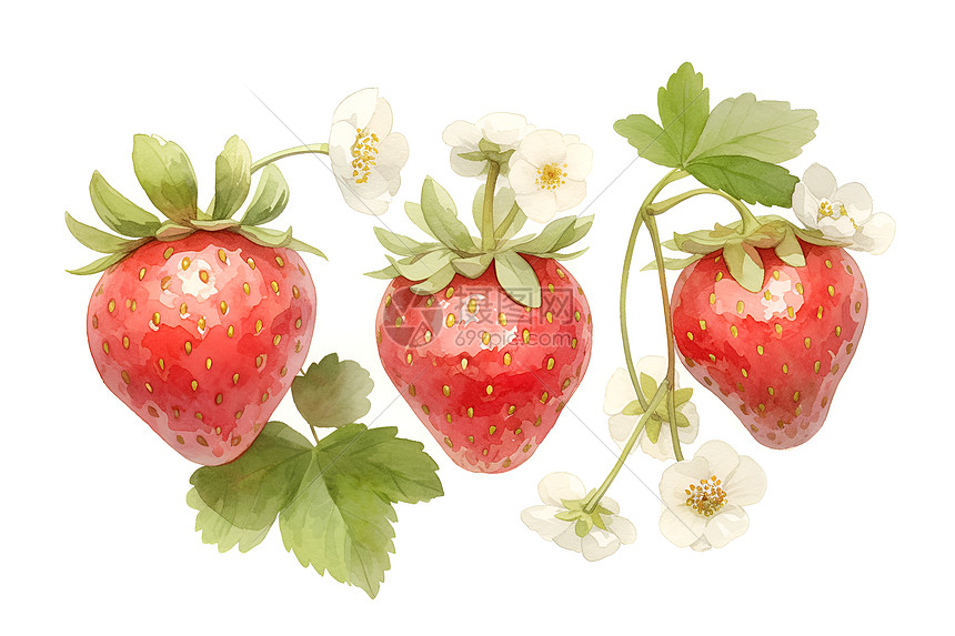 清新简约的草莓插画图片