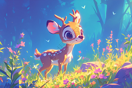 仙境中的小鹿图片