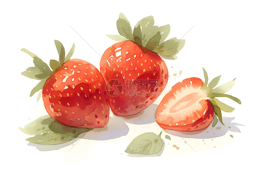 新鲜草莓的插画图片