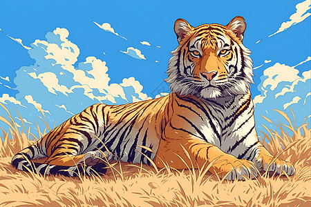非洲草原上一只凶猛的老虎图片