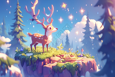 童话世界中的小鹿图片