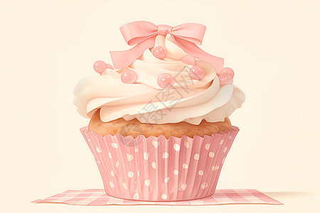 粉色的杯子蛋糕插画图片