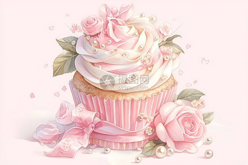 粉色玫瑰蛋糕图片
