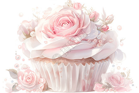 粉色蛋糕水彩画图片