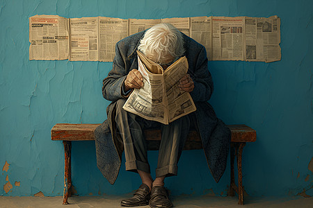 阅读的老人图片