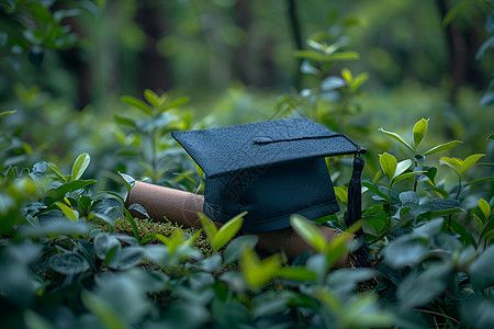 户外植物中的帽子和文凭证书图片