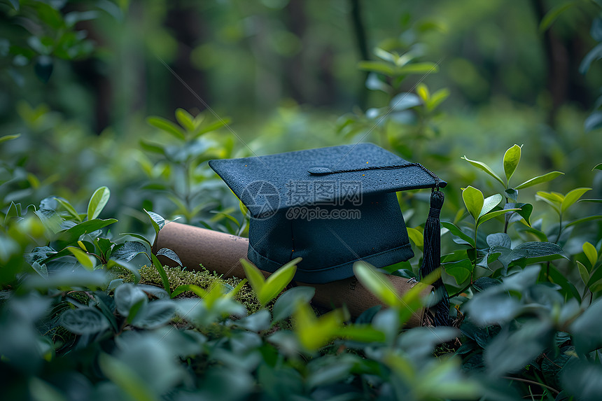 户外植物中的帽子和文凭证书图片