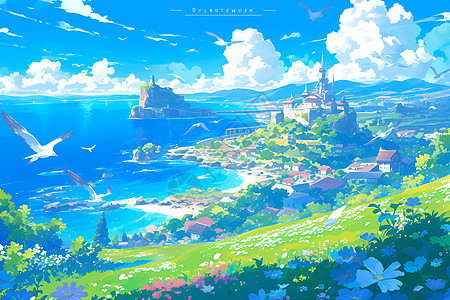 梦幻城堡海景图片