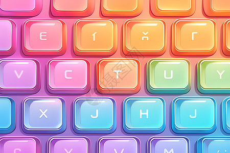 彩虹般色彩的键盘图片