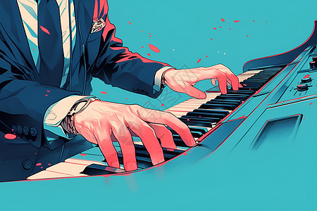 音乐家弹奏钢琴图片