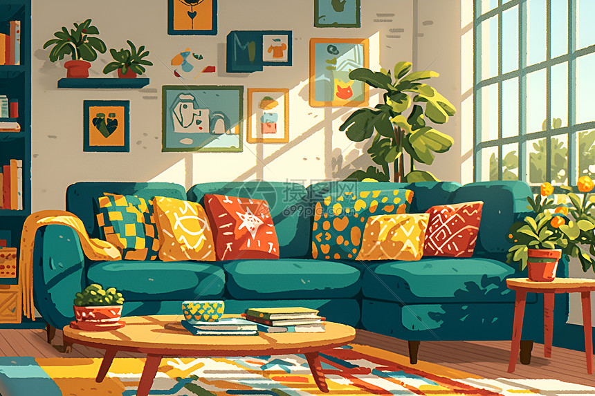 色彩斑斓的客厅图片