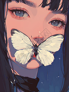 女孩脸上的蝴蝶背景图片