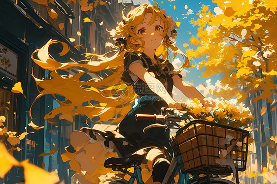 金发女孩骑自行车图片