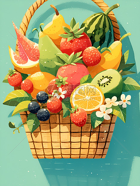果篮中的水果图片