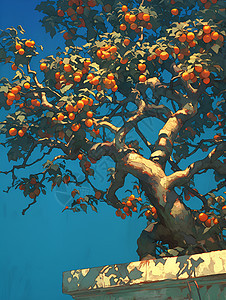 果树上的柿子图片