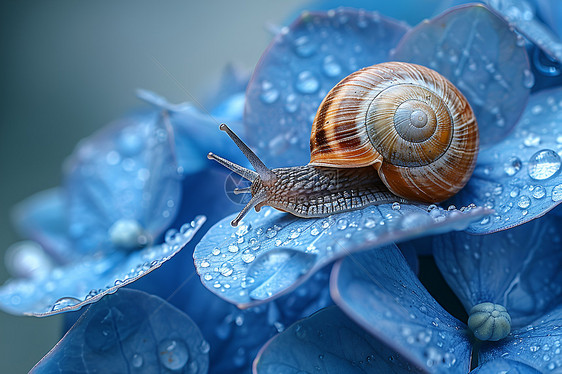 植物上爬行的蜗牛图片