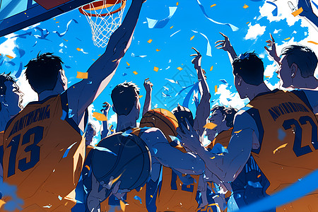 篮球队夺冠庆祝背景图片