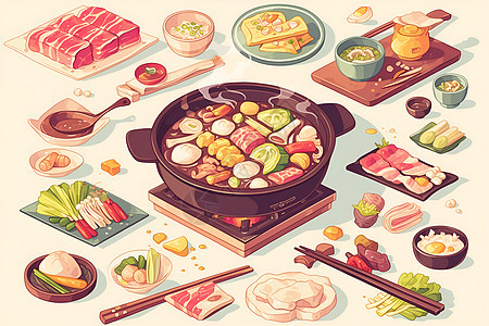 美味健康的火锅食物图片
