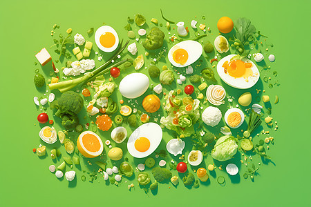 健康的蔬菜和鸡蛋图片