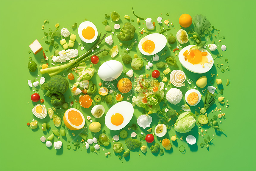 健康的蔬菜和鸡蛋图片