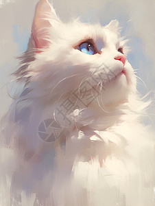 梦幻白猫仰望蓝天图片