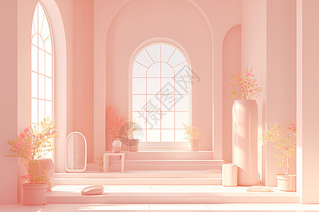 梦幻的粉色建筑图片