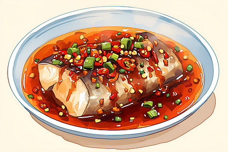 中式美食香辣酱蒸鱼图片