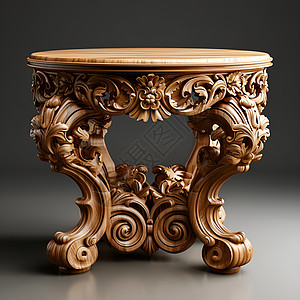 经典木质雕刻桌子图片