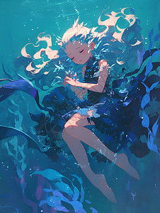 海底探索的女孩背景图片