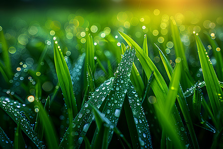 清晨的草地草地露水高清图片