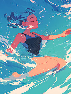 少女徜徉水中图片
