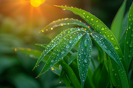 缀满水珠的小草图片