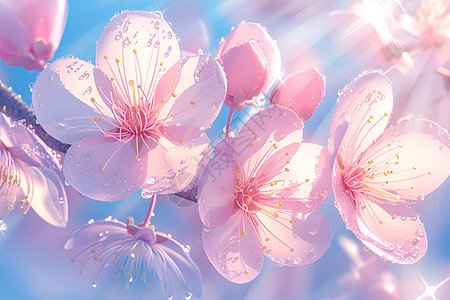 粉红桃花盛开图片