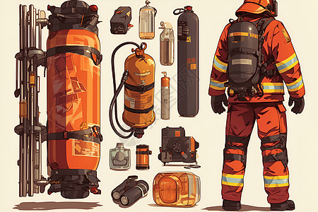 消防员的氧气瓶图片