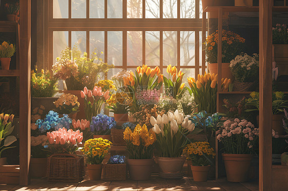 花店中的花盆图片
