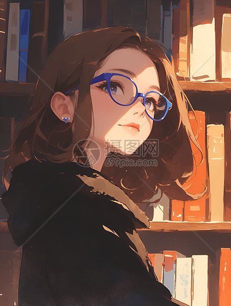 书店的女孩图片