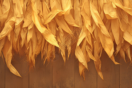 秋日金黄玉米叶图片