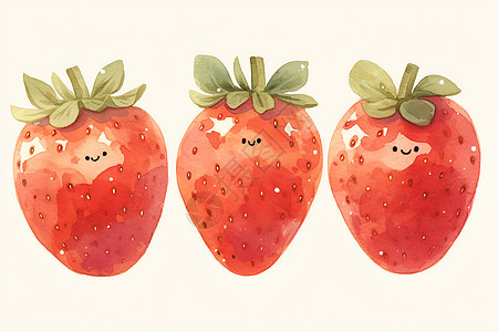三个有表情的草莓图片